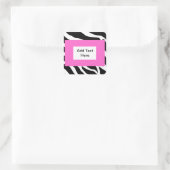 Zebra Roze witte Sjabloon Vierkante Sticker (Tas)
