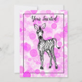 Zebra roze zeepbel kaart (Voorkant)