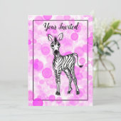 Zebra roze zeepbel kaart (Staand voorkant)