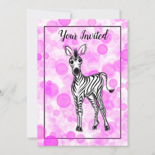 Zebra roze zeepbel kaart