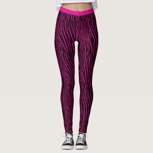 Zebra Roze zwarte inkt Leggings (Voorkant)