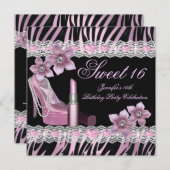 Zebra roze zwarte zoete 61-partijenlipstick kaart (Voorkant / Achterkant)