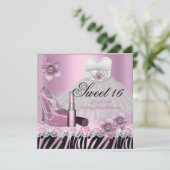 Zebra roze zwarte zoete 6-16-drukklep 2 kaart (Staand voorkant)