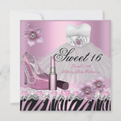 Zebra roze zwarte zoete 6-16-drukklep 2 kaart (Voorkant)