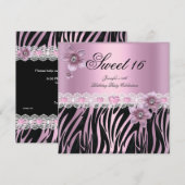 Zebra roze zwarte zoete zestien zoete partij 16 kaart (Voorkant / Achterkant)