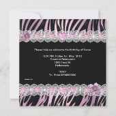 Zebra roze zwarte zoete zestien zoete partij 16 kaart (Achterkant)