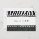 Zebra RSVP Rhinestone Black Leather RSVP Kaartje (Achterkant)