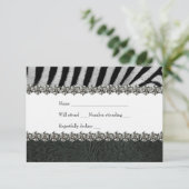 Zebra RSVP Rhinestone Black Leather RSVP Kaartje (Staand voorkant)