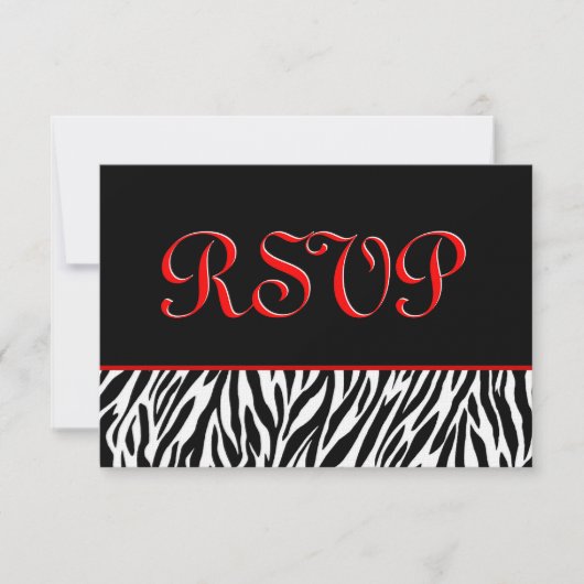 Zebra RSVP Wedding Response Card met Red Accents Kaartje (Voorkant)
