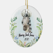 Zebra Safari Animal Mijn eerste kerstjongen Keramisch Ornament (Rechts)