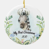 Zebra Safari Animal Mijn eerste kerstjongen Keramisch Ornament (Achterkant)