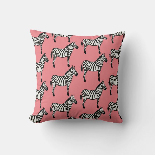 Zebra Safari Animal Print Peach Sierkussen (Voorkant)