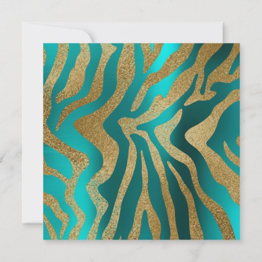Zebra Safari Animal Skin Blauwgroen Mustard Gold Kaart (Achterkant)
