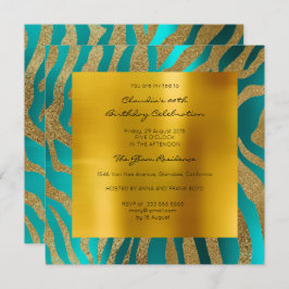 Zebra Safari Animal Skin Blauwgroen Mustard Gold Kaart