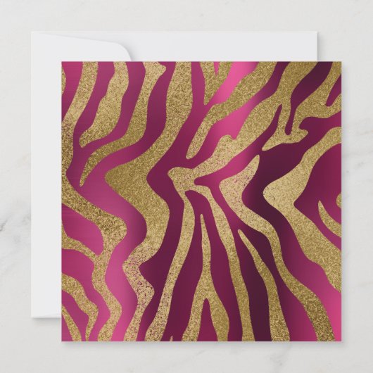 Zebra Safari Animal Skin Raspberry Mustard Gold Kaart (Achterkant)