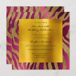 Zebra Safari Animal Skin Raspberry Mustard Gold Kaart