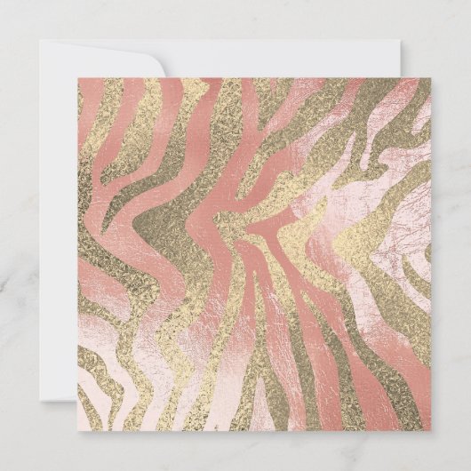 Zebra Safari Animal Skin roze Rose Blush Gold Kaart (Achterkant)