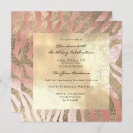Zebra Safari Animal Skin roze Rose Blush Gold Kaart