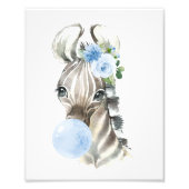 Zebra, Safari, Blue Bubble Gum, Boy Nursery Foto Afdruk (Voorkant)