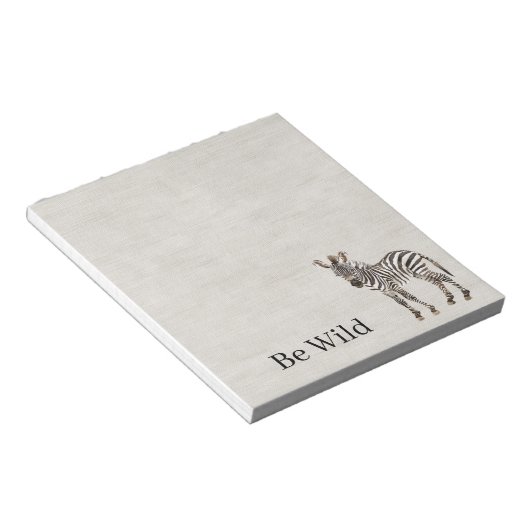 Zebra Safari Dier Nep Linnen Notitieblok (Schuin)
