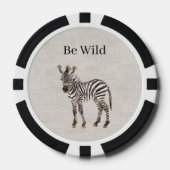 Zebra Safari Dier Nep Linnen Poker Chips (Voorkant)