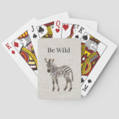 Zebra Safari Dier Nep Linnen Pokerkaarten (Achterkant)