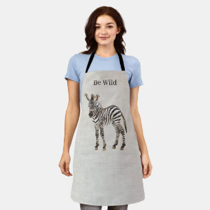 Zebra Safari Dier Nep Linnen Schort