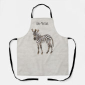 Zebra Safari Dier Nep Linnen Schort (Voorkant)