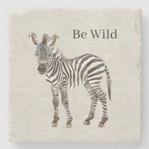 Zebra Safari Dier Nep Linnen Stenen Onderzetter