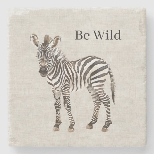 Zebra Safari Dier Nep Linnen Stenen Onderzetter (Voorkant)