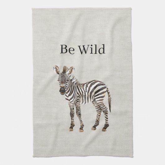 Zebra Safari Dier Nep Linnen Theedoek (Verticaal)