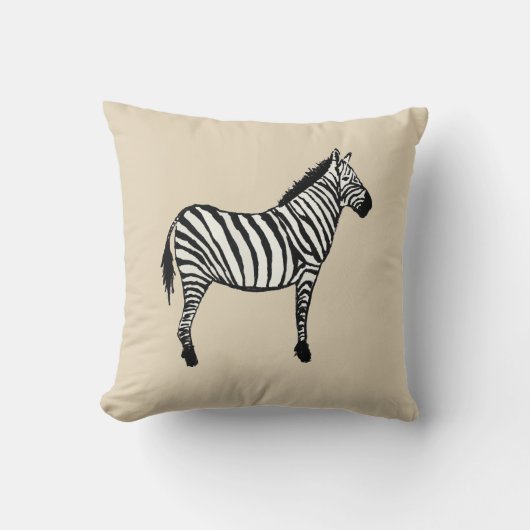 Zebra Safari Dierenschildering Beige Worp Kussen (Voorkant)