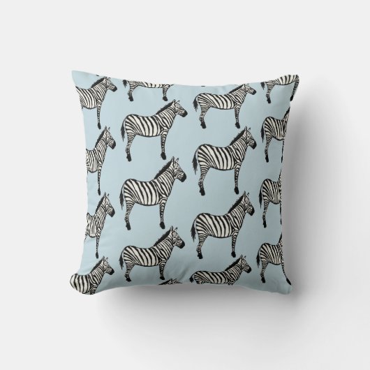 Zebra Safari Dierprint Blauwe Worp Kussen (Voorkant)