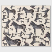 Zebra Safari Illustratie Cadeaupapier (Vlak)