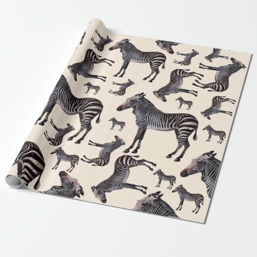Zebra Safari Illustratie Cadeaupapier (Uitgerold)