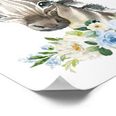 Zebra, Safari, Jungle, Blauwe Bloemen, Jongens Sla Poster (Hoek)