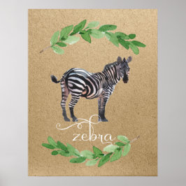 Zebra Safari Jungle Kinderkamer Kunst Poster