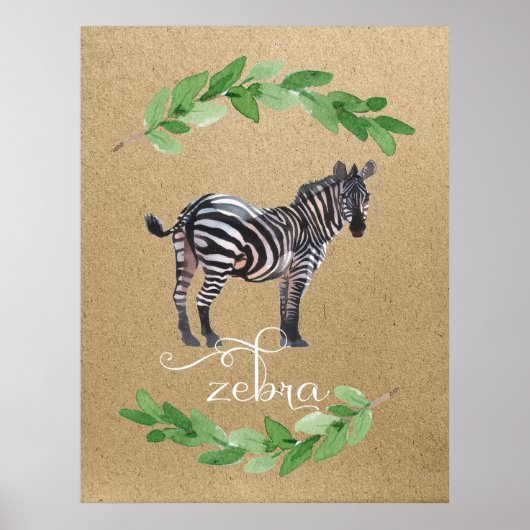 Zebra Safari Jungle Kinderkamer Kunst Poster (Voorkant)