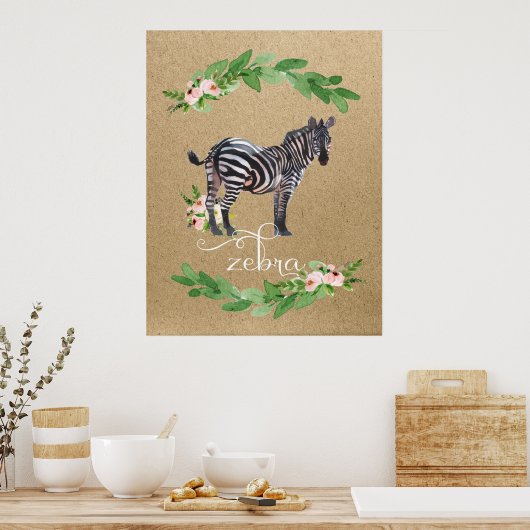 Zebra Safari Jungle Kinderkamer Kunst Poster (Keuken)