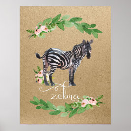 Zebra Safari Jungle Kinderkamer Kunst Poster