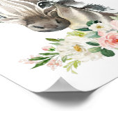 Zebra, Safari, Jungle, Roze Bloemen, Meisjeskamer Poster (Hoek)