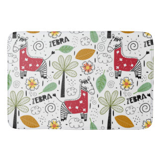 Zebra Safari met de thema Palm Tree, Flowers, dood Badmat