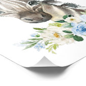 Zebra, Safari, Oerwoud, Blue Flowers, Boy Nursery Foto Afdruk (Hoek)