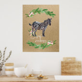 Zebra Safari Oerwoud Nursery Art Poster (Keuken)