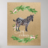 Zebra Safari Oerwoud Nursery Art Poster (Voorkant)