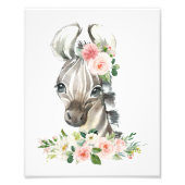 Zebra, Safari, Oerwoud, Roze Bloemen, Meisje Foto Afdruk (Voorkant)