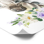 Zebra, Safari, Paarse Bloemen, Geslachtsneutraal Poster (Hoek)