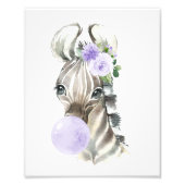 Zebra, Safari, Paarse Bubble Gum, Genderneutraal Foto Afdruk (Voorkant)