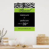 Zebra Salon Spa Poster Trendy Lime Green (Keuken)