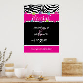 Zebra Salon Spa Trendy Pink Daisy Spring Sale Poster (Keuken)